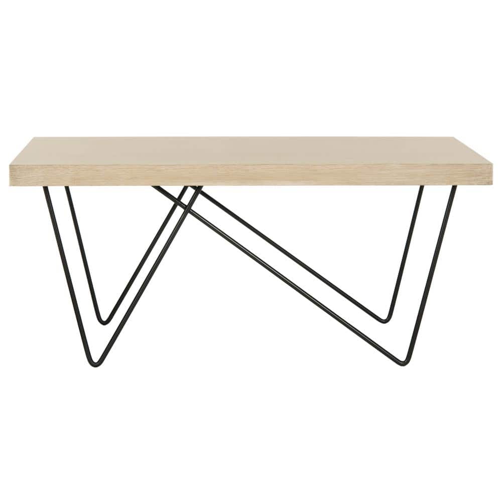 Transitional Brown Wood & Metal Coffee Table with Storage