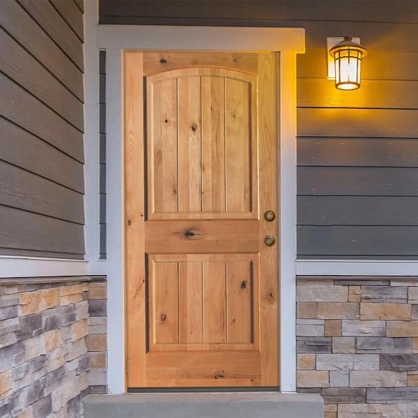 Krosswood Doors 36 in. x 80 in. Rustic Knotty Alder Arch Top V