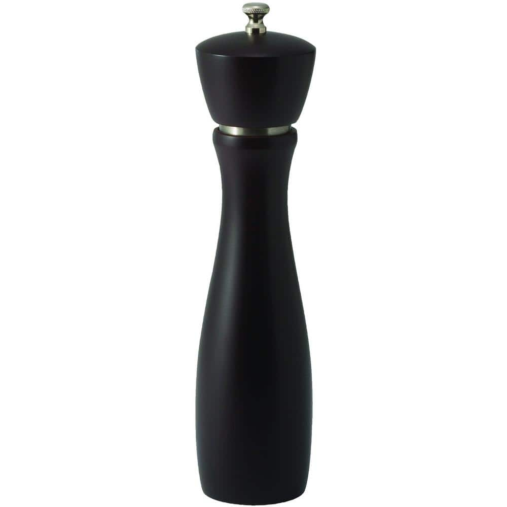 Winco 10 in. Modern Black Wood Maestro Pepper Mill