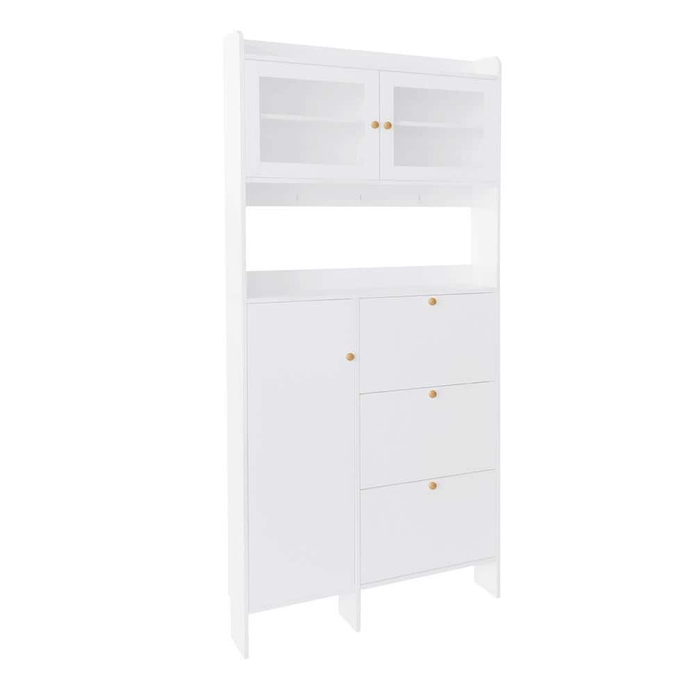 38 in. W x 7 in. D x 82 in. H Bathroom White Linen Cabinet