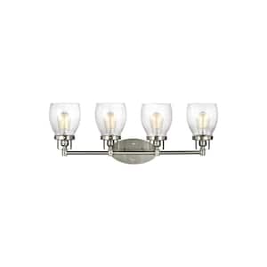 Belton 28.75 in. 4-Light Brushed Nickel Vanity Light with Clear Seeded Glass Shades