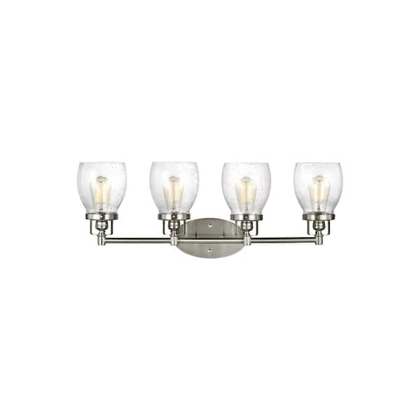 Generation Lighting Belton 28.75 in. 4-Light Brushed Nickel Vanity Light with Clear Seeded Glass Shades
