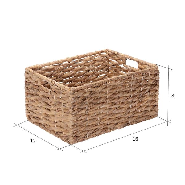 ROSOS Wicker Baskets 2 Pack, Rectangular Wicker Storage Basket with  Handles, Waterproof Plastic Large Wicker Baskets for Storage, Nesting  Hand-Woven