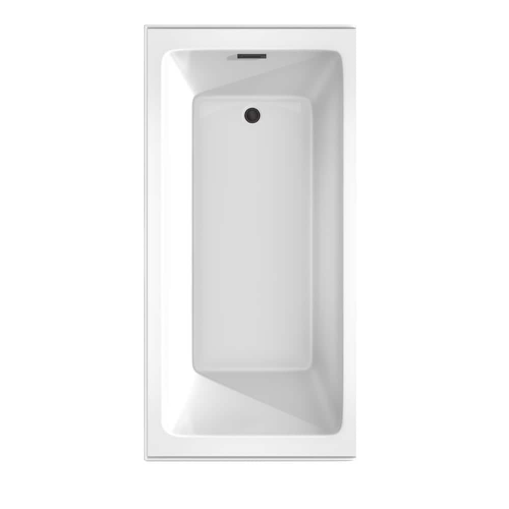 Grayley 66'' White Acrylic Alcove Soaking Bathtub with Matte Black Trim