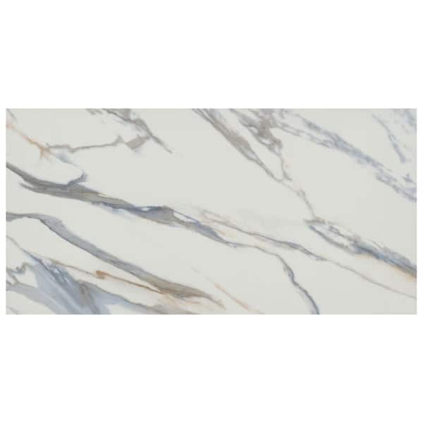 MSI Velora Azul White 24 in. x 48 in. Polished Porcelain Stone Look Floor Tile (16.0 sq. ft. /Case)