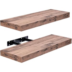 16.25 in. W x 5.5 in. D Wood Decorative Wall Shelf, Mahogany (2-Pack)