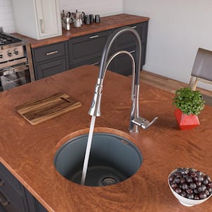 Undermount Granite Composite 17 in. Single Bowl Kitchen Sink in Titanium