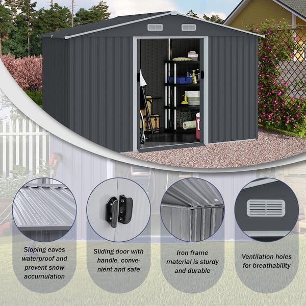 8 ft. x 10 ft. Large Metal Tool Sheds, with Sliding Doors with Air
