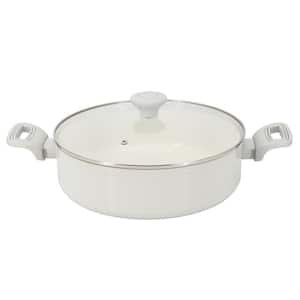 Rexford 5 qt. Ceramic Nonstick Aluminum Everyday Pan with Lid in Linen