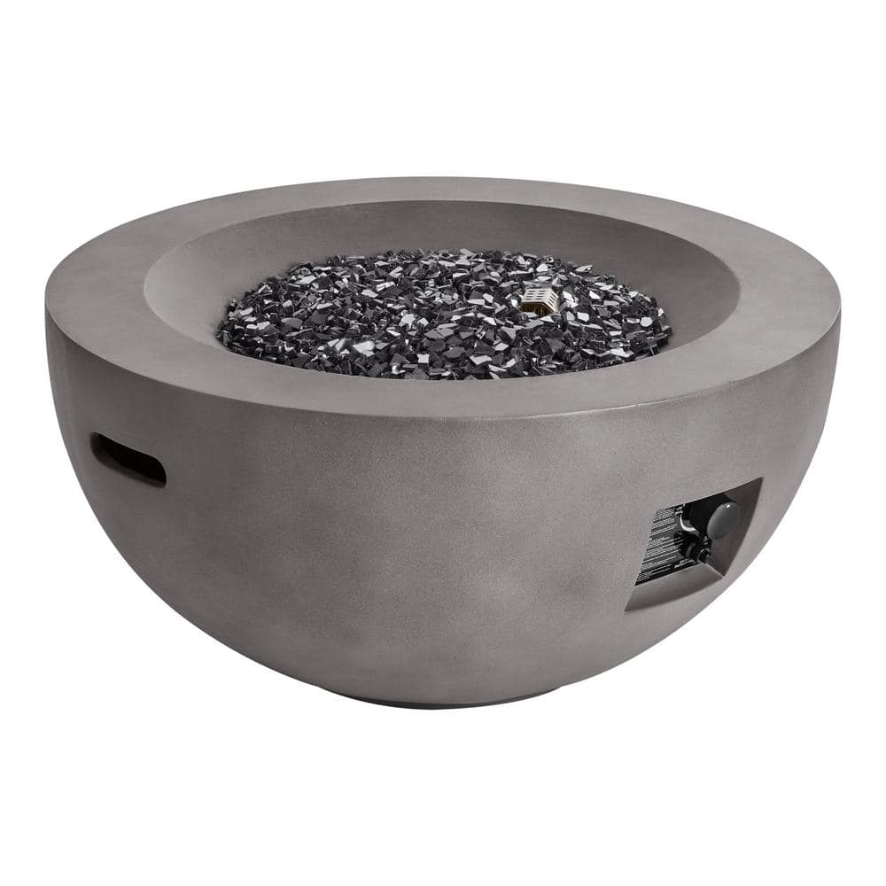 Hampton Bay Grove Park 36 in. x 18 in. Round Concrete Propane Gas Fire