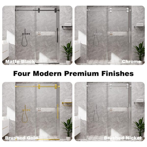 SHAAMA 60 in. W x 76 in. H Single Sliding Frameless Shower Door in