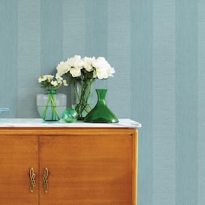 Intrepid Blue Textured Stripe Blue Wallpaper Sample