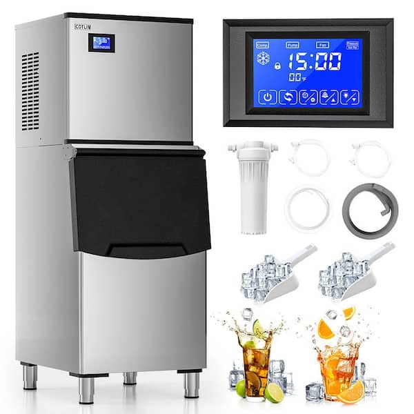 23 in. Production Per Day 550 lbs. Full Size Cubes Commercial Freestanding Ice Maker in Stainless Steel, ETL Listed
