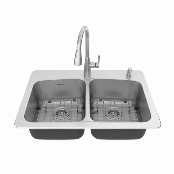 Fairbury 2S Stainless Steel 33 in. Double Bowl Drop-In Kitchen Sink