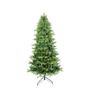 6.5 ft. Pre-Lit PE and PVC Artificial Christmas Tree with Metal Stand, 450 Bi-Color LEDs, 1791 Branches, Green