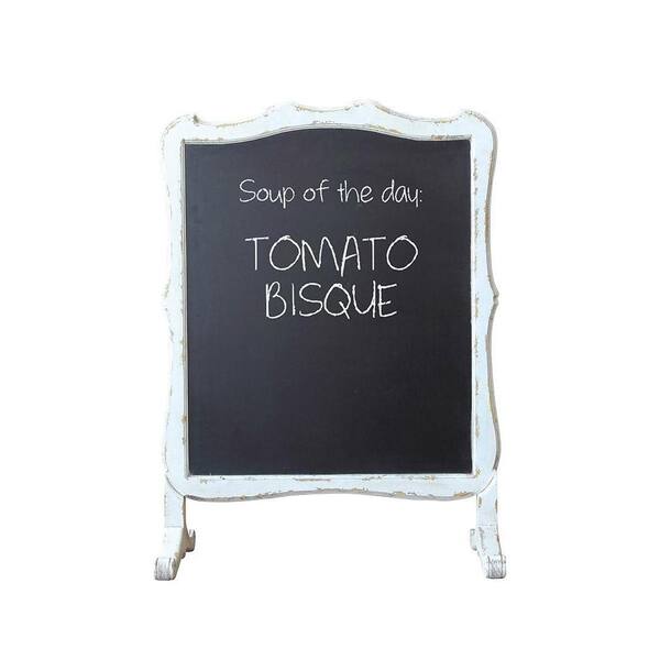 Unbranded Distressed White Wooden Two-Sided Chalkboard