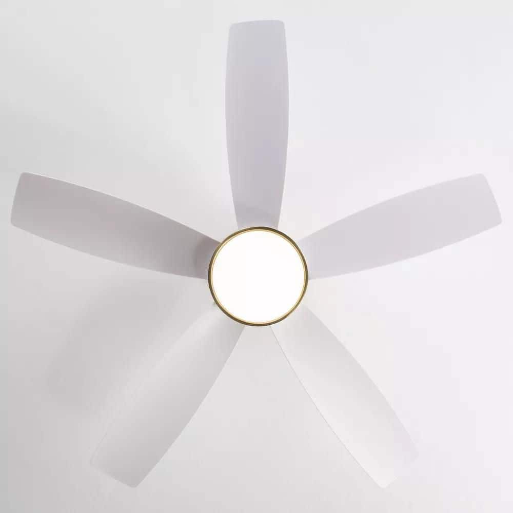 42 in. Modern Gold Indoor 6-Speed ABS White Blades Flush Mount Ceiling Fan with 3-Color Dimmable Light and Remote price history on PriceWatchPro