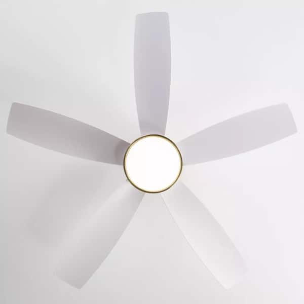 42 in. Modern Gold Indoor 6-Speed ABS White Blades Flush Mount Ceiling Fan with 3-Color Dimmable Light and Remote
