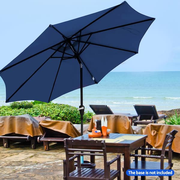 9 ft. Aluminum Market Crank and Tilt Patio Umbrella in Blue