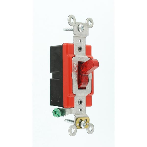 20 Amp Industrial Grade Heavy Duty Single-Pole Lighted Handle Toggle Switch, Red 1221-LHR