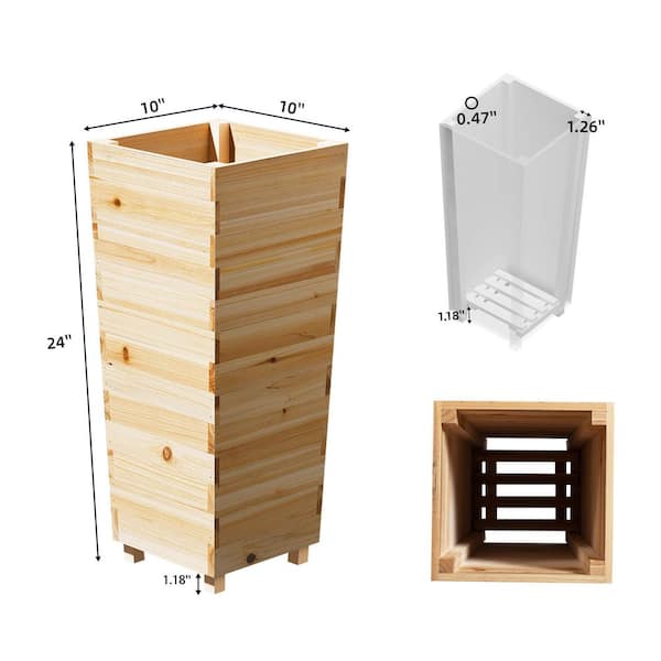 希少 large wooden pot Dovelina 10 in. L x 10 in. W x 24 in. H Novelty Natural Wood
