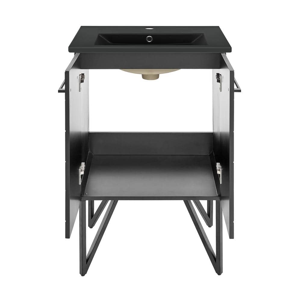 Annecy 24" Matte Black Freestanding Bathroom Vanity with Ceramic Sink
