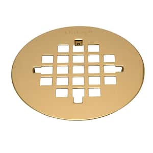 4-1/4 in. Round Snap-In Polished Brass Shower Drain Cover