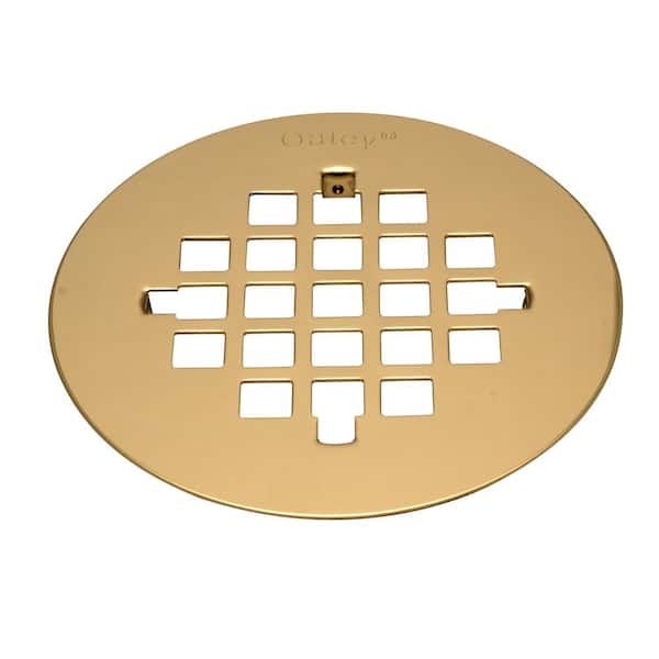 Oatey 4-1/4 in. Round Snap-In Polished Brass Shower Drain Cover