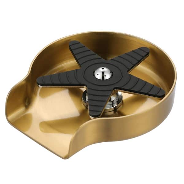 WOWOW Pentagram Fan Blade Sink Glass Rinser for Kitchen Sink in Brushed Gold