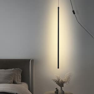 17-Watt 1 Light Black Shaded Integrated LED Pendant Light Minimalist LED Tube Light for Dining Room Bedroom