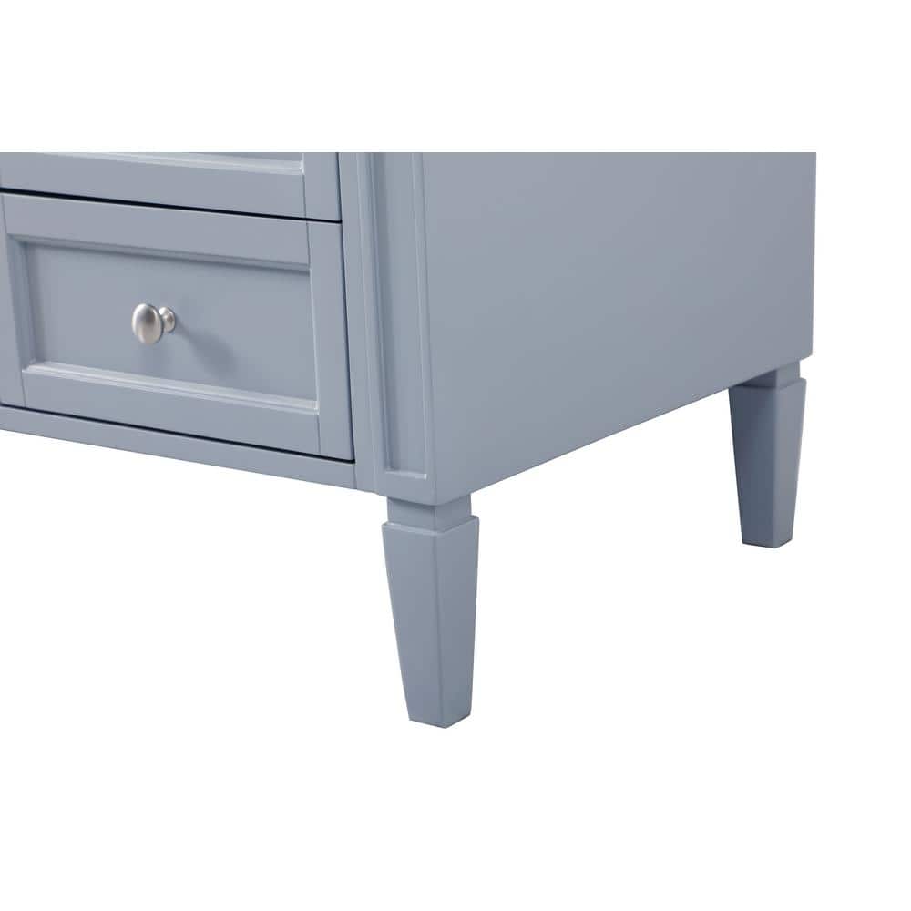 Gray Solid Wood MDF Marble Single Bathroom Vanity with Porcelain Sink