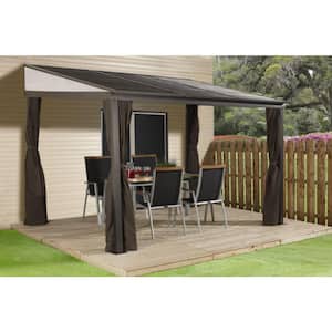 10 ft. D x 12 ft. W Portland Wall-Mounted Aluminum Gazebo with Galvanized Steel Roof Panels and Mosquito Netting