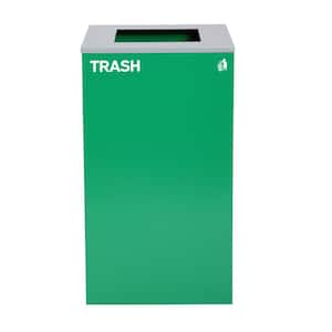 29 Gal. Green Steel Square Commercial Trash Can Receptacle with Lid