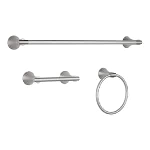Arendell 3-Piece Bath Hardware Set with 24 in. Towel Bar, Towel Ring and TP Holder in Brushed Nickel