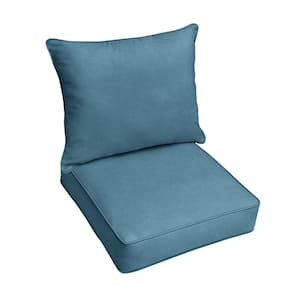23 in. x 25 in. x 5 in. Deep Seating Outdoor Pillow and Cushion Set in Sunbrella Spectrum Denim