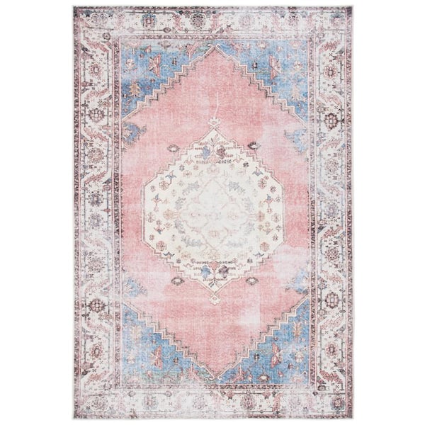 SAFAVIEH Serapi Ivory/Pink 4 ft. x 6 ft. Machine Washable Distressed Bohemian Area Rug