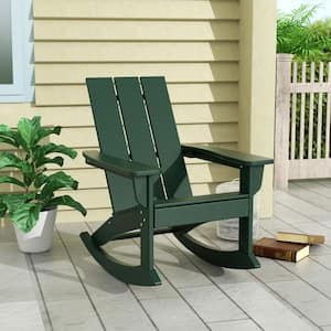 Shoreside Dark Green Plastic Modern Adirondack Outdoor Rocking Chair