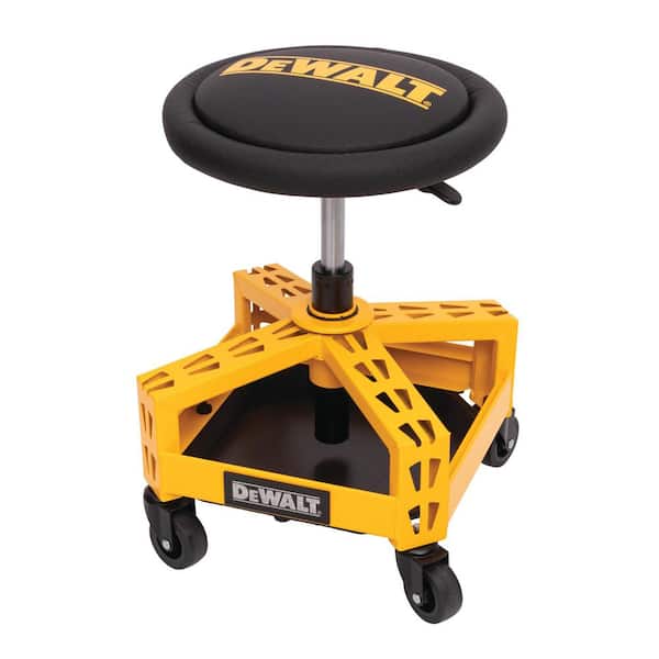 18.2 in. H x 16 in. W x 16 in. D Low-Profile Adjustable Shop Stool with Casters