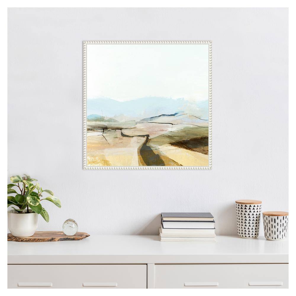 Beaded White Framed Abstract Nature Canvas Wall Art 22 x 22-in