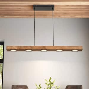 Peyton 7-Light Wooden Dimmable Linear LED Kitchen Island Pendant Light