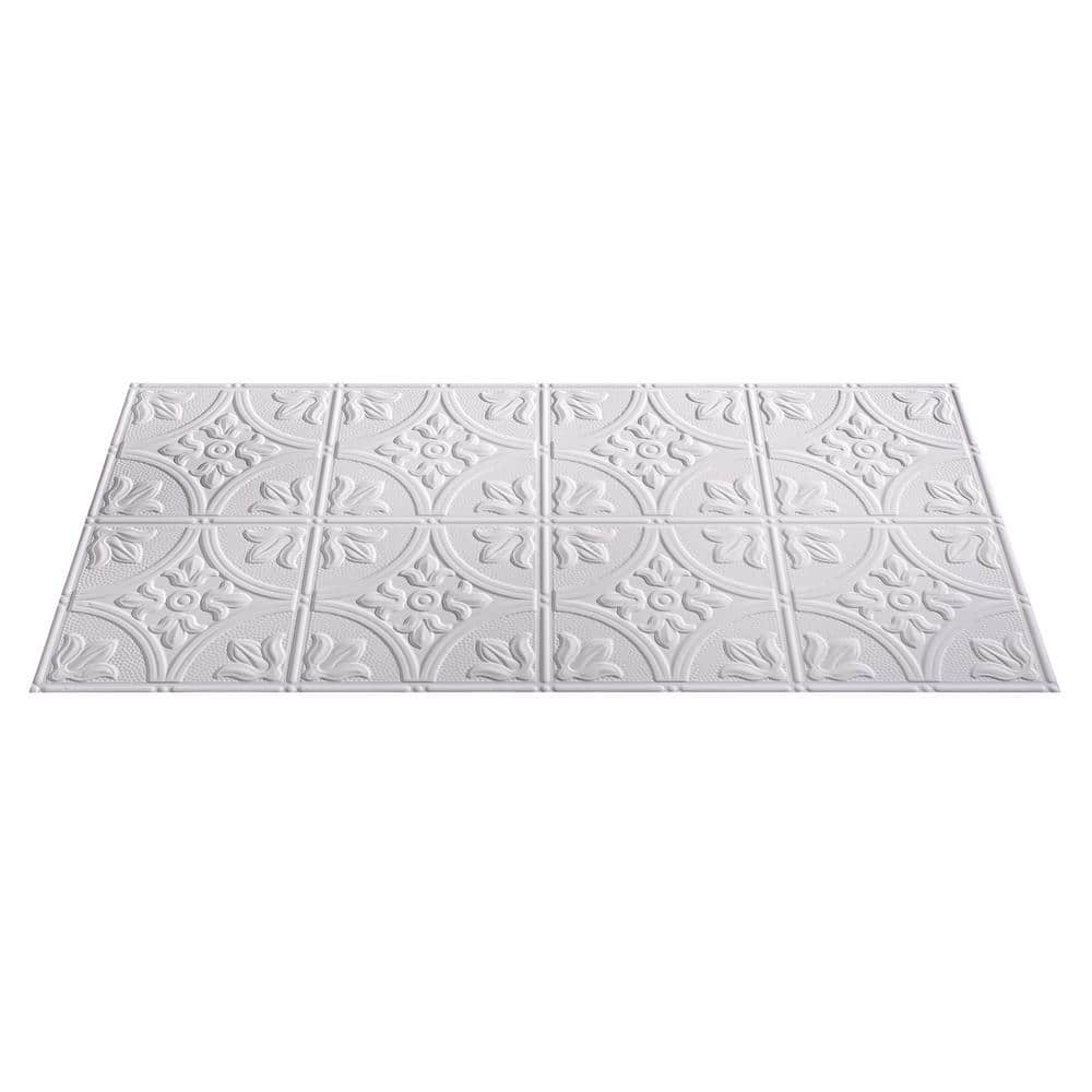 Matte White Embossed Vinyl Glue Up Ceiling Tiles 2ft x 4ft (5 Pack)