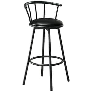 30.5 in. Black Low Back Metal Counter Height Bar Chair with Upholstery Seat