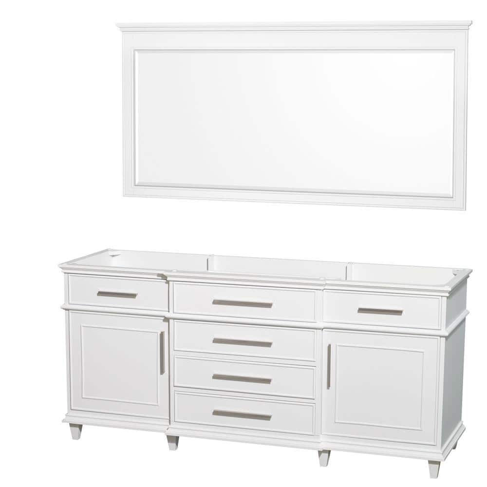 Wyndham Collection Berkeley 71 In Vanity Cabinet With Mirror In White Wcv171772dwhcxsxxm70 The Home Depot