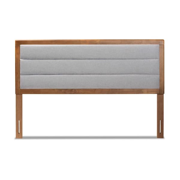 Baxton Studio Dexter Light Grey and Walnut Brown Queen Headboard