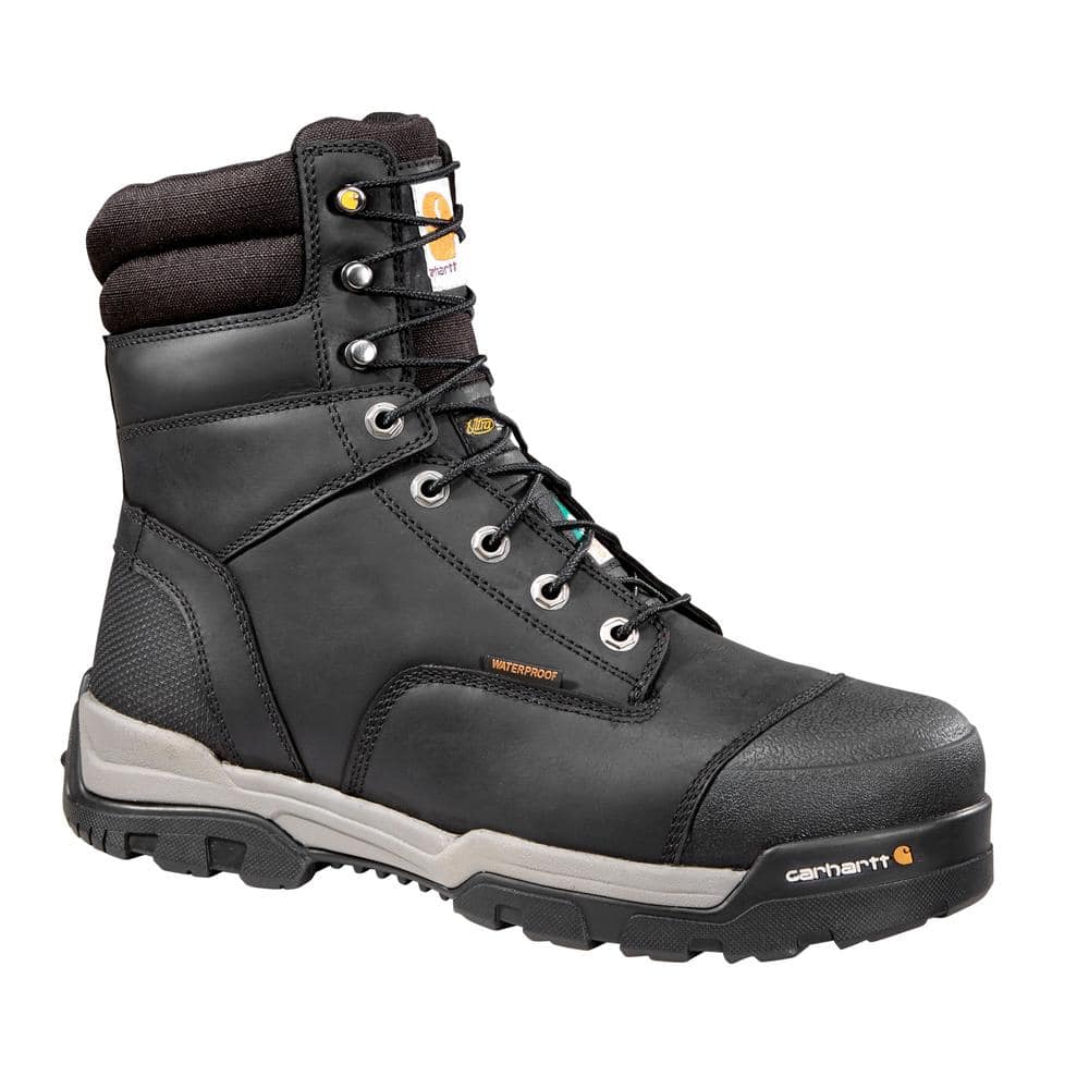 Carhartt Men s Ground Force Waterproof 8 Work Boots Composite Toe Black Size 14 W CMR8959 14W The Home Depot