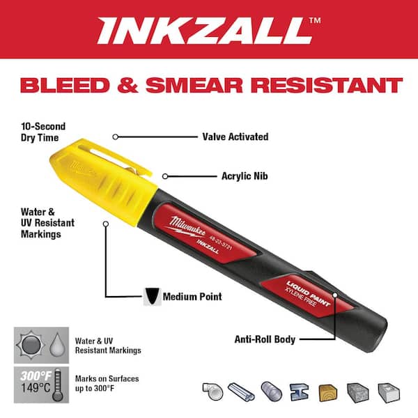 Milwaukee INKZALL Multi-Colored Fine Point Jobsite Permanent Markers  (4-Pack) 48-22-3106 - The Home Depot
