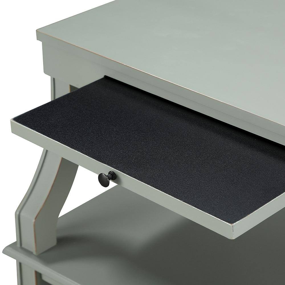 Newton Antique Gray Wood Nightstand with Storage Drawer and Pull-Out Tray
