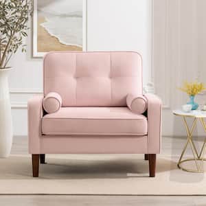Rosa Pink Modern Velvet Accent Armchair with 2-Throw Pillows for Living Room