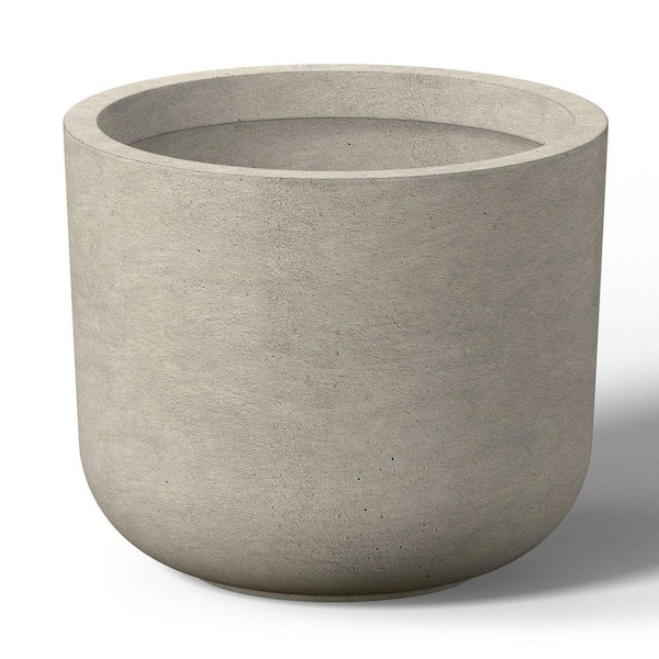 11.5 in. Small Light Gray (Enhanced Core) Concrete Round Planter/Pot with Drainage Holes