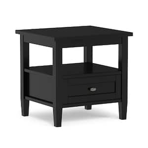 Warm Shaker 20 in. Wide Rectangle Solid Wood End Table in Black